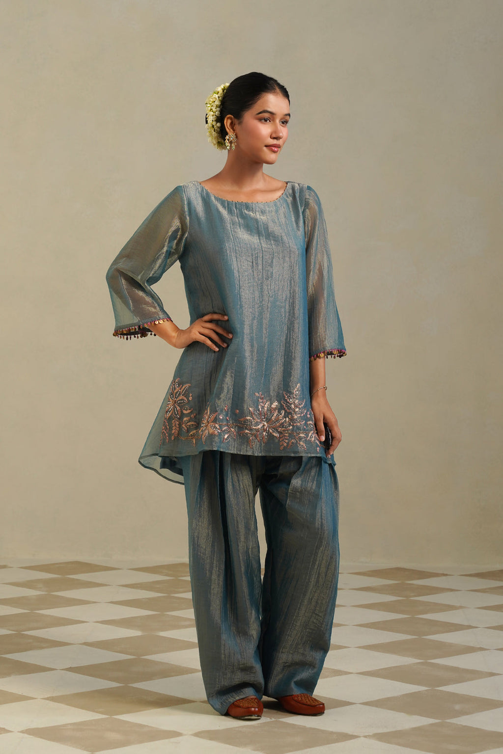 Tarang Steel Blue Farshi Co-ord Set