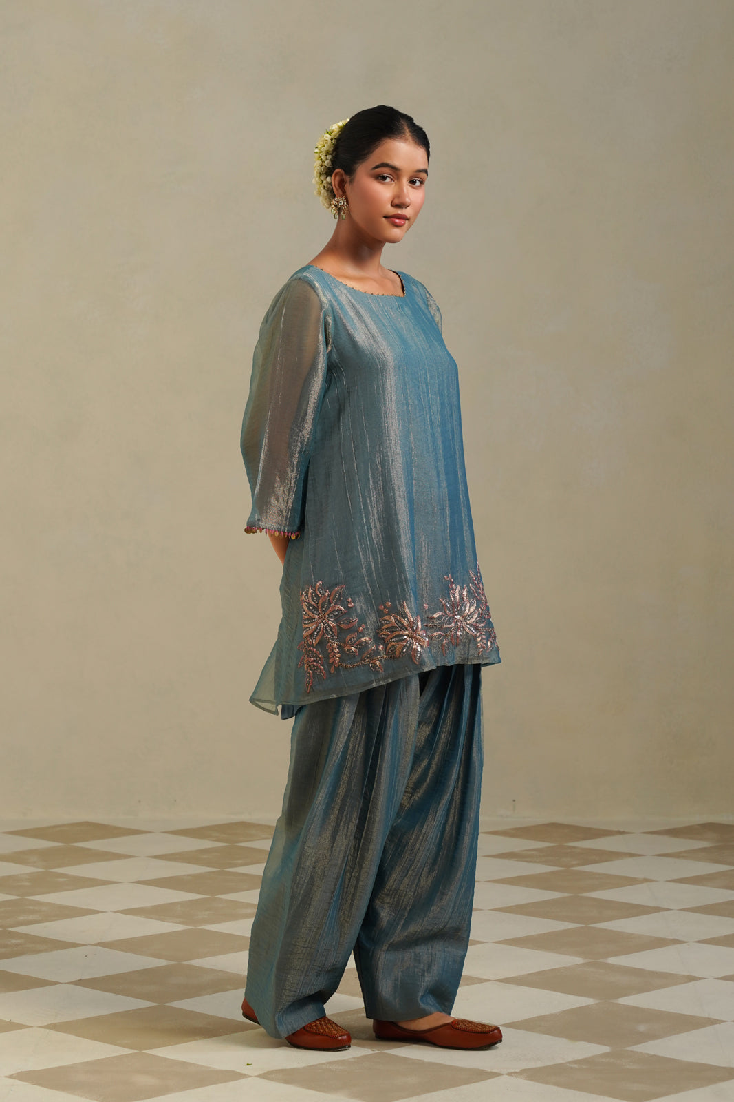 Tarang Steel Blue Farshi Co-ord Set