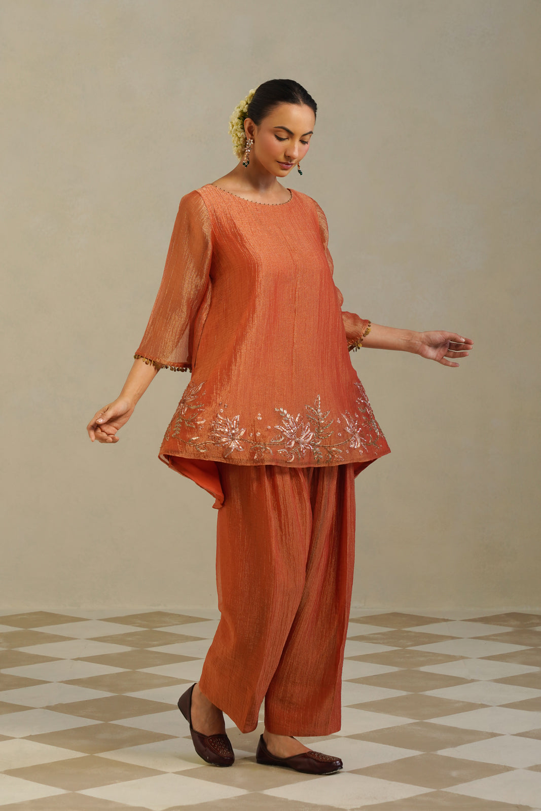 Saanvi Terracotta Farshi Co-ord Set Secondary image