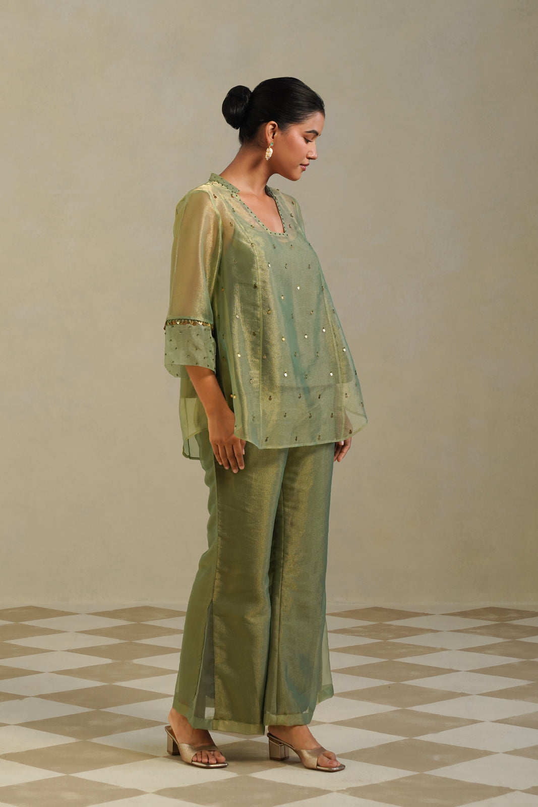 Madhavi Sage Olive Farshi Co-ord Set