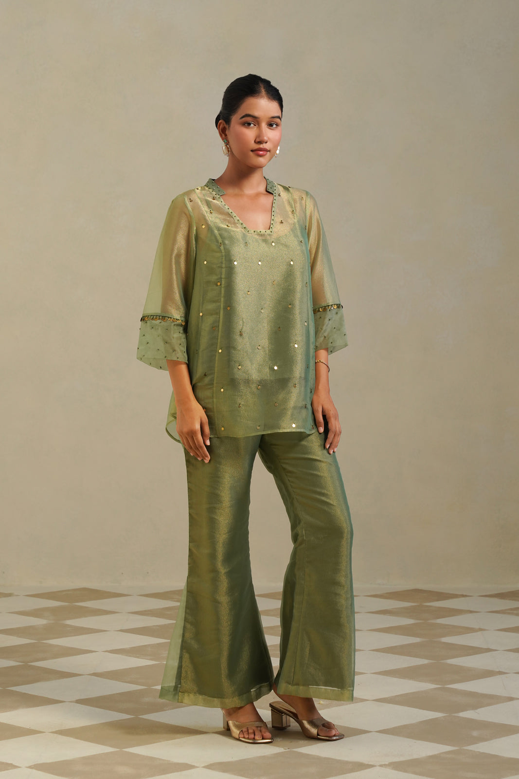 Madhavi Sage Olive Farshi Co-ord Set Main image