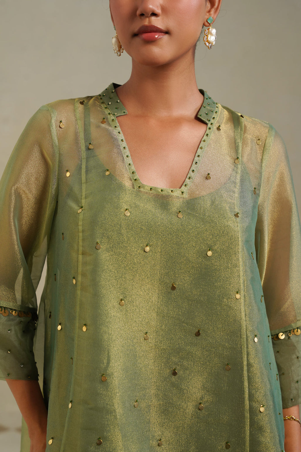 Madhavi Sage Olive Farshi Co-ord Set