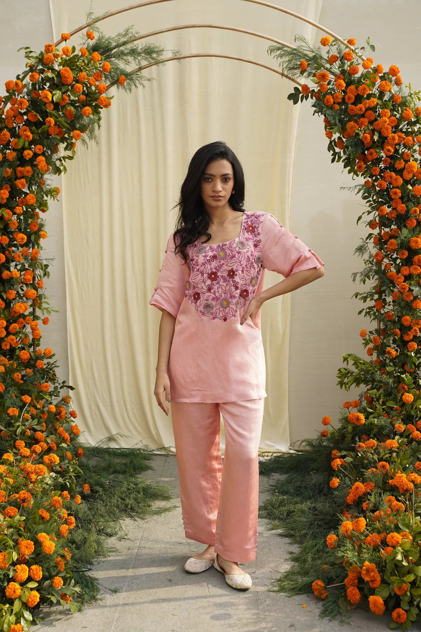 Pink Blush Linen Satin Coord Set Main image