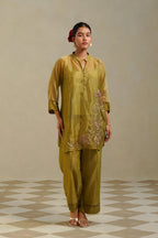 Vanya Lime Green Gold Kurta Co-ord Set