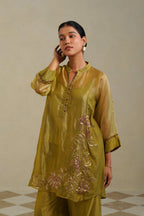 Vanya Lime Green Gold Kurta Co-ord Set