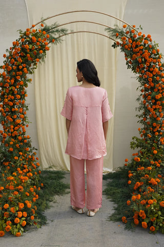 Pink Blush Linen Satin Coord Set