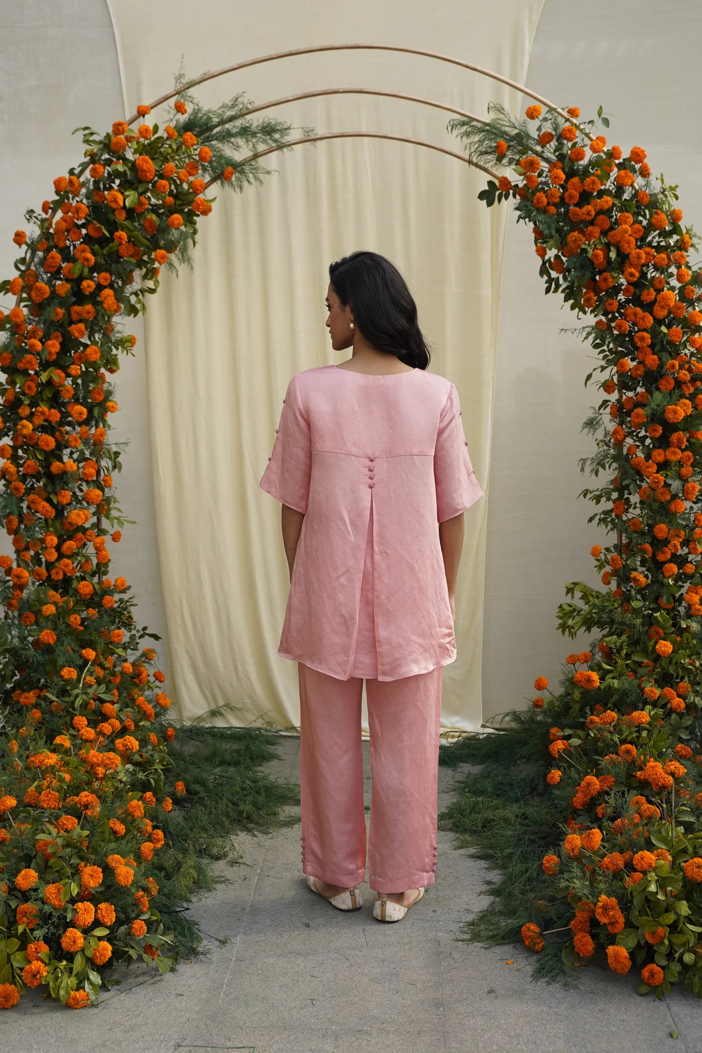 Pink Blush Linen Satin Coord Set