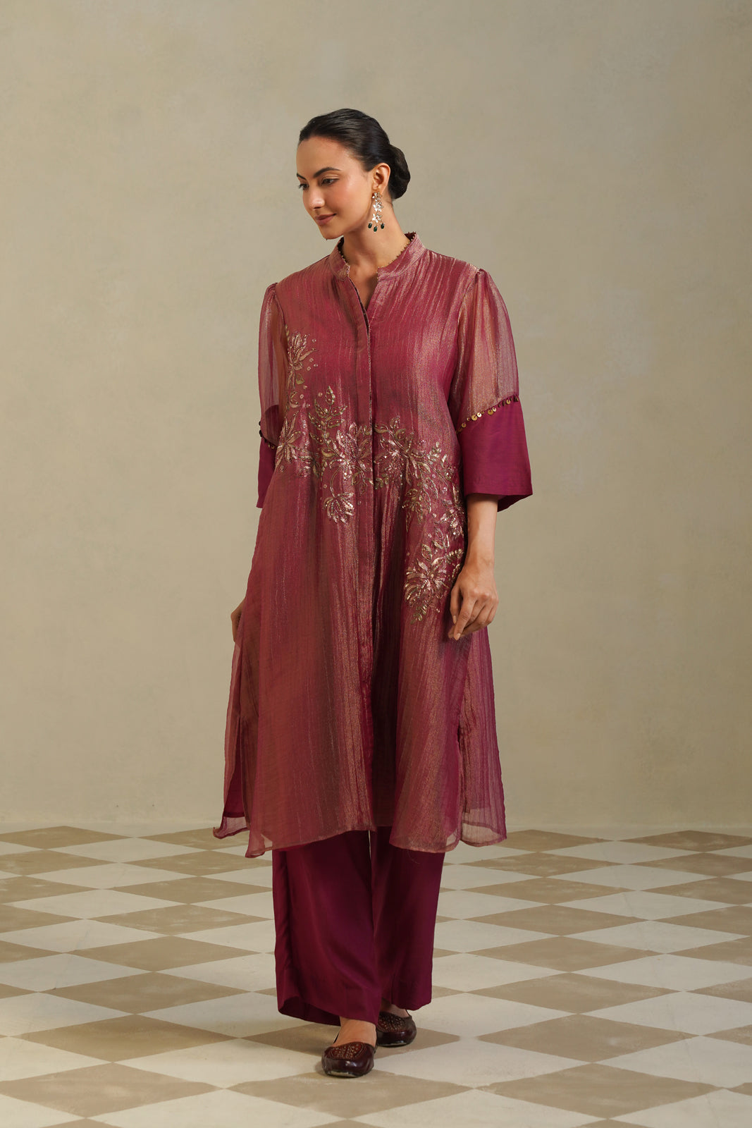Gulposh Muted Berry Kurta Co-ord Set Main image