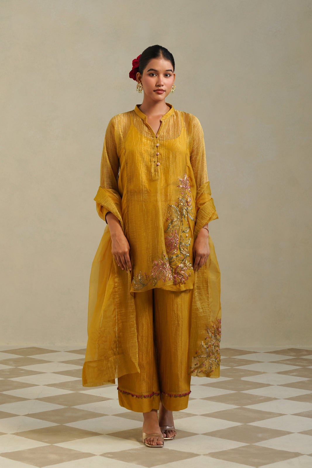 Aaradhya Sunflower Yellow Kurta Co-ord Set Main image