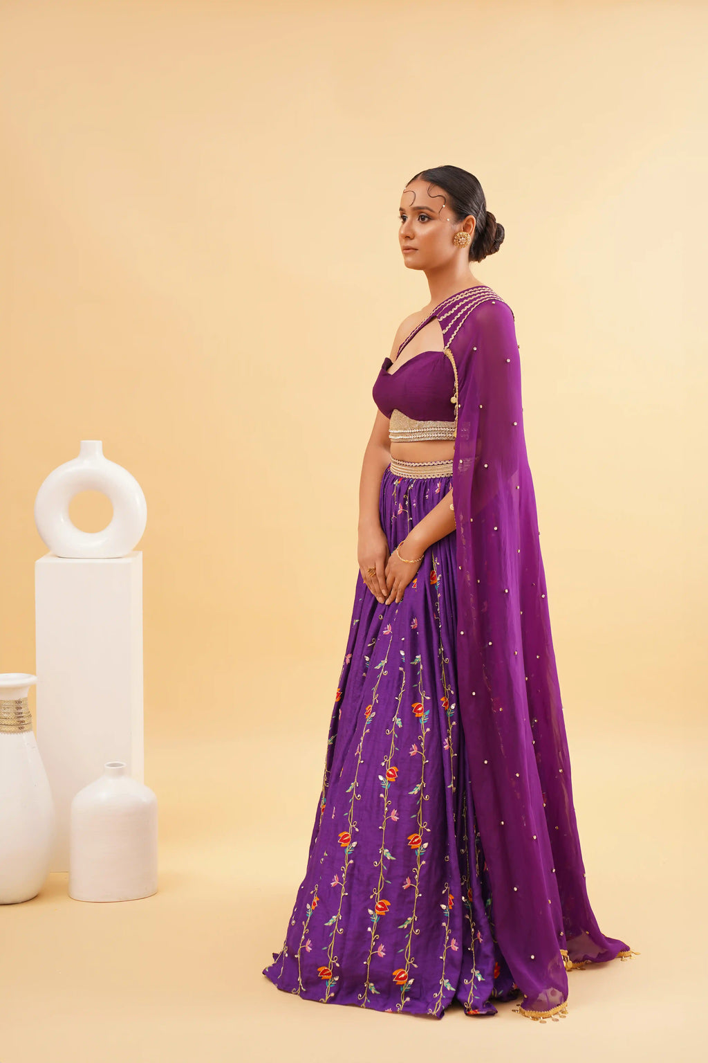 Purple Cape Lehenga