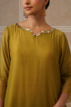 Charulata Lime Green Gold Kurta Co-ord Set