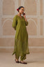 Mihika Olive Green Temple Scallop Kurta Set