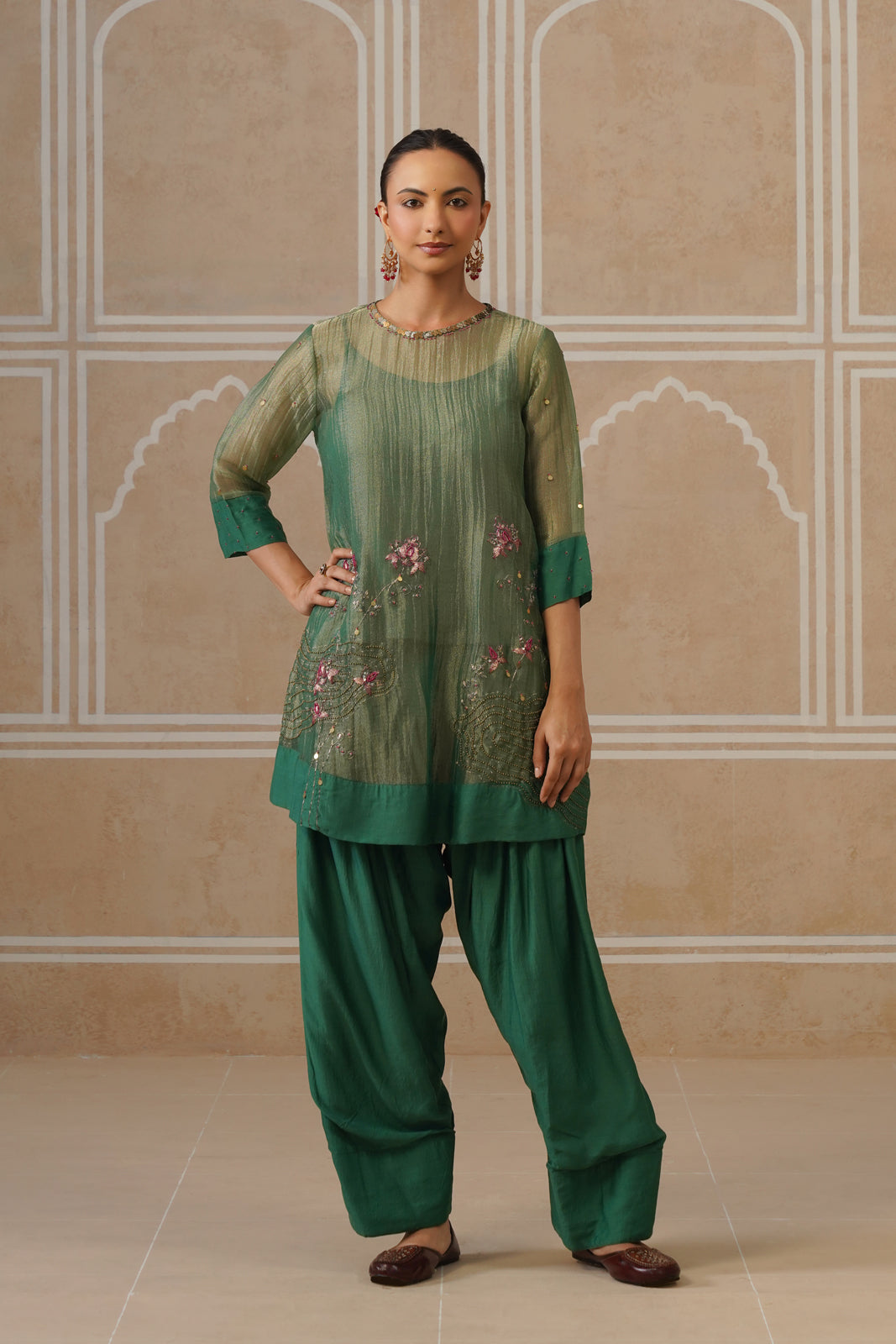 Vaidehi Forest Green Shirt Co-ord Set Secondary image