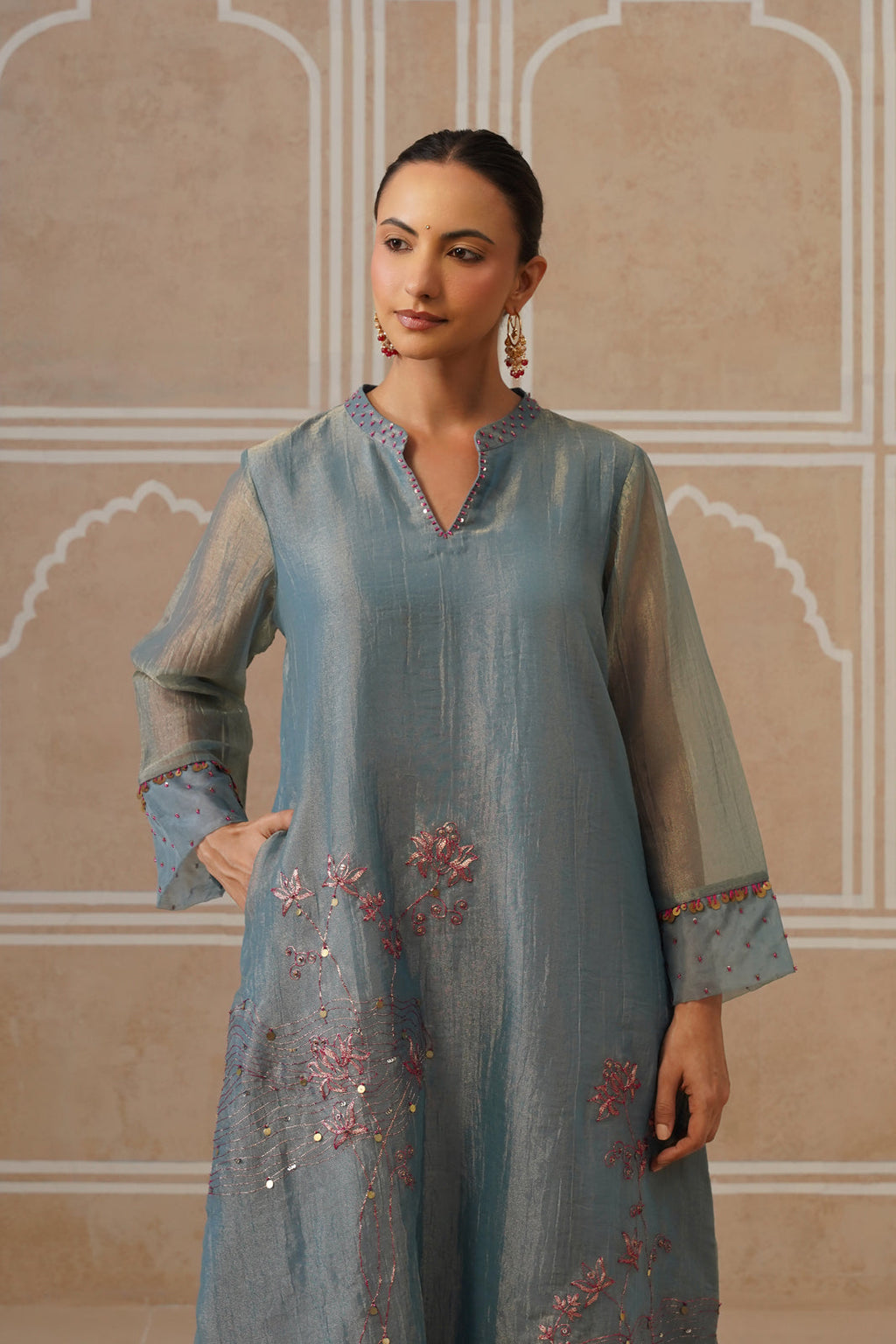 Mahira Steel Blue Kurta Co-ord Set