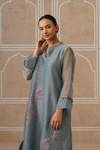 Mahira Steel Blue Kurta Co-ord Set