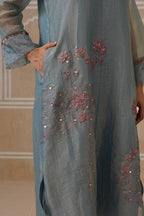 Mahira Steel Blue Kurta Co-ord Set