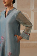 Mahira Steel Blue Kurta Co-ord Set