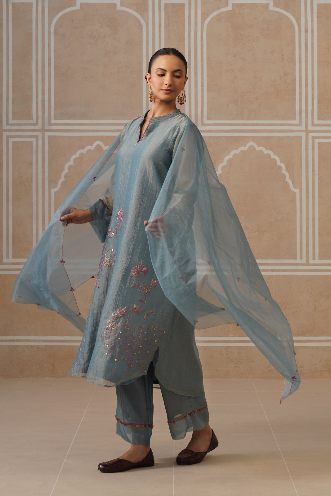 Mahira Steel Blue Kurta Co-ord Set Secondary image