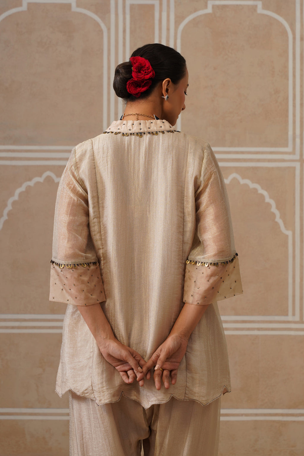 Meher Champagne Ivory Shirt Co-ord Set