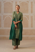 Anahita Forest Green Gathered Kurta Set with Palazzo