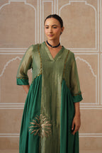 Anahita Forest Green Gathered Kurta Set with Palazzo