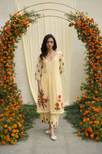 Yellow Chanderi Silk Embroidered Kurta Set