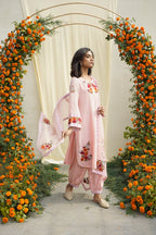 Chanderi silk kurta with single thread embroidery and salwar pants with print details