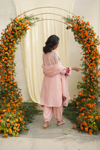 Chanderi silk kurta with single thread embroidery and salwar pants with print details
