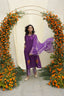 Purple Line Print & Embroidered Kurta Set