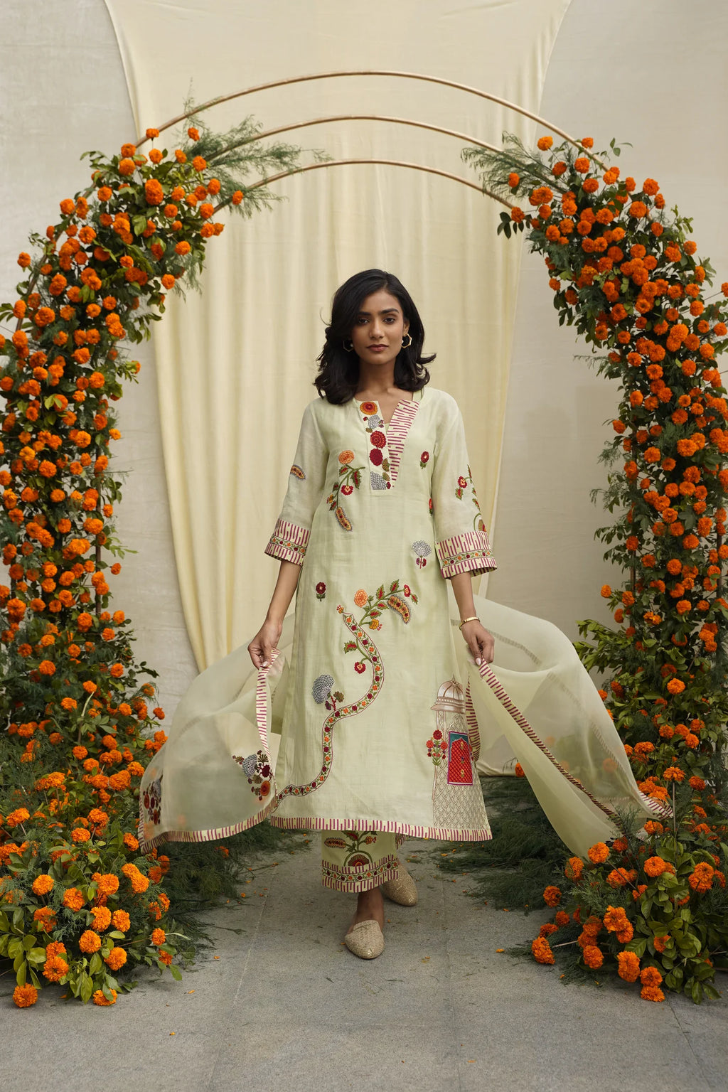 Sage Green Embroidered Kurta Set