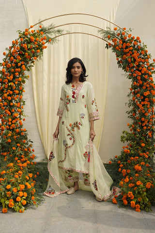 Sage Green Embroidered Kurta Set