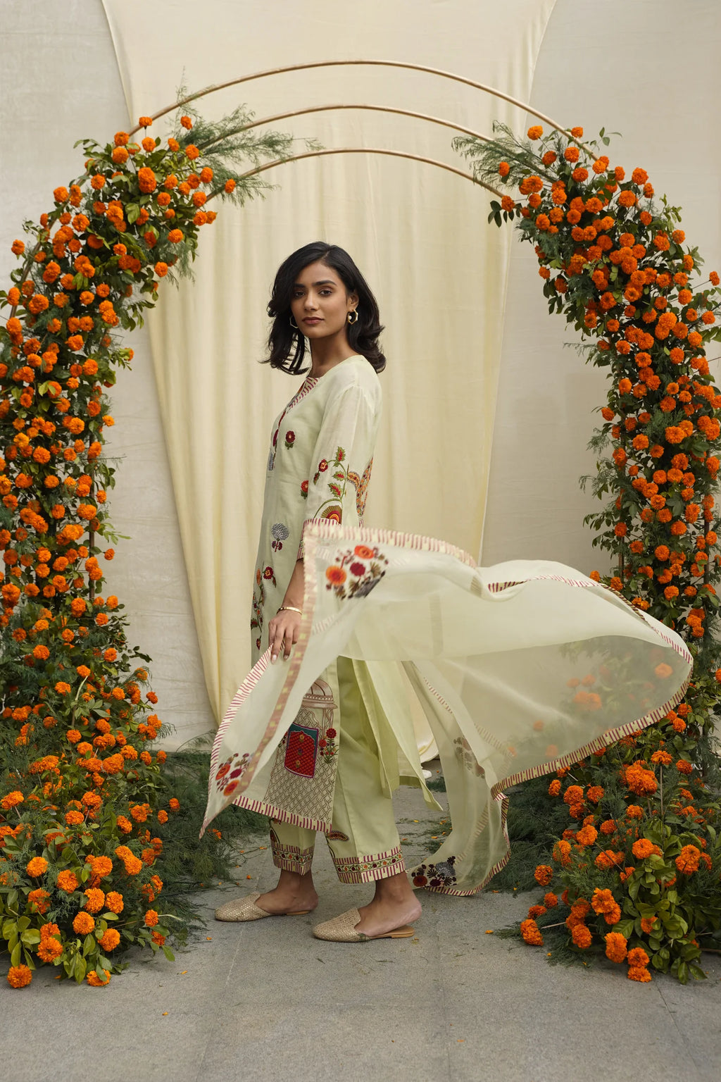 Sage Green Embroidered Kurta Set