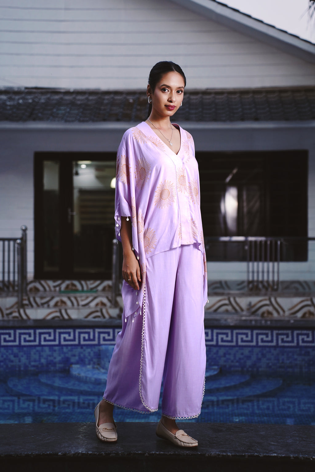 Golden Petals Kaftan Co-ord