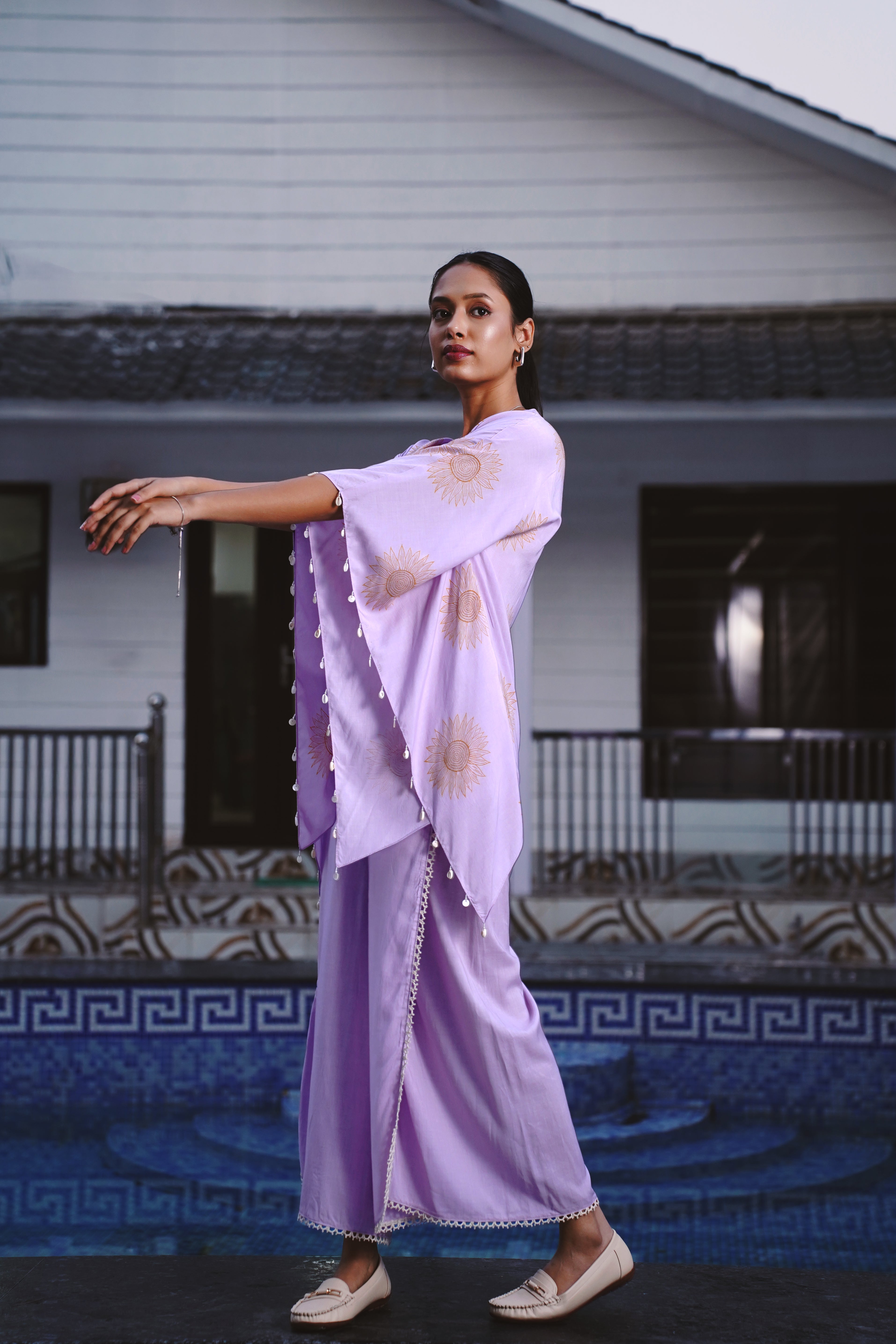 Golden Petals Kaftan Co-ord