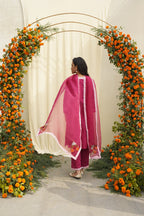 Maroon Thread Embroidered Kurta Set