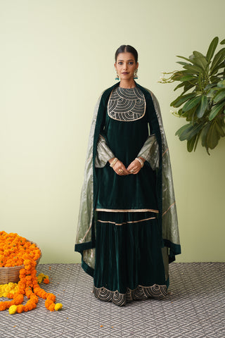 Maroon Velvet Scallop Sharara