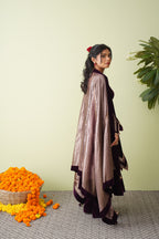 Wine Chevron Velvet Anarkali