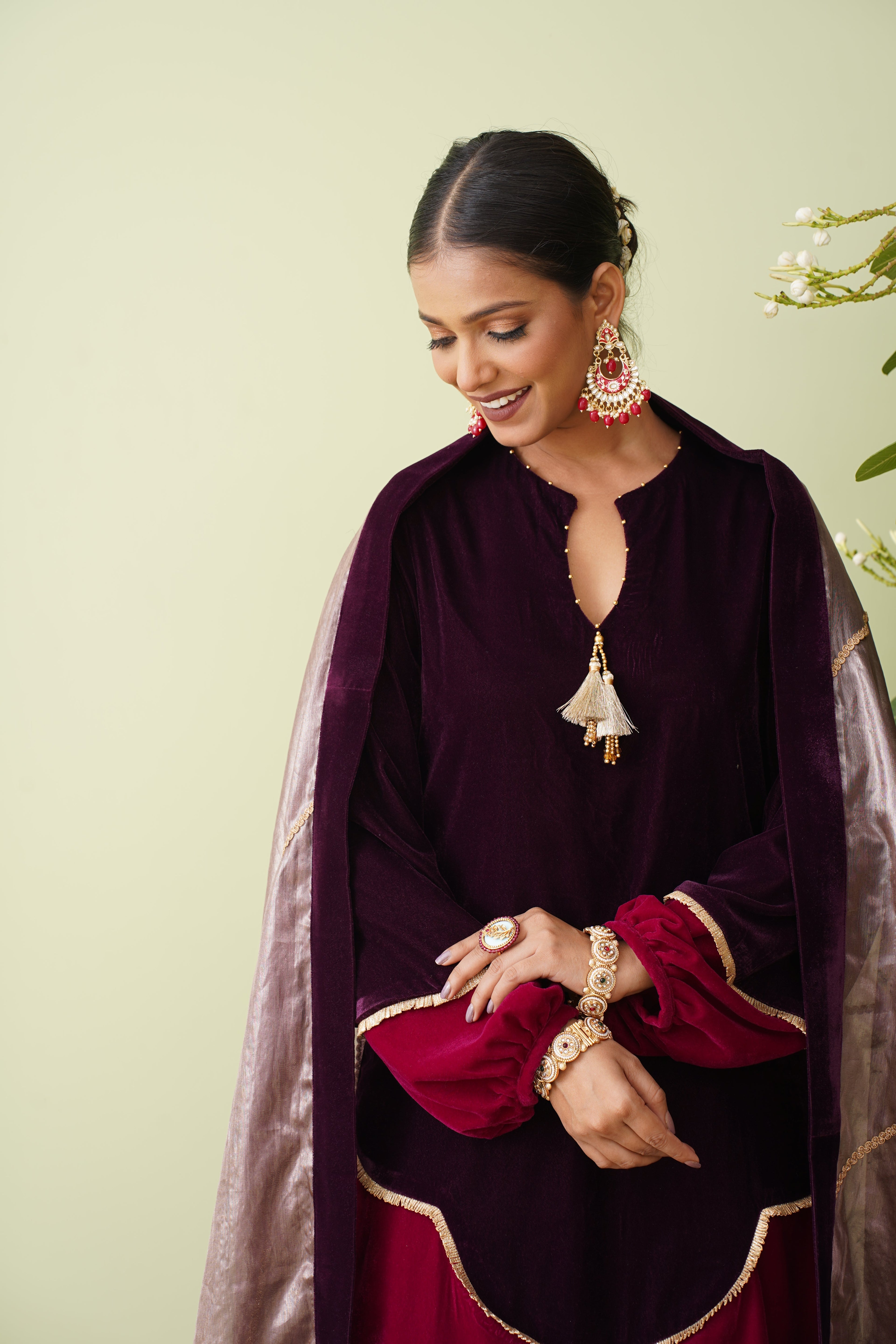 Maroon Dual Tone Velvet Suit