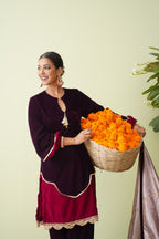 Maroon Dual Tone Velvet Suit