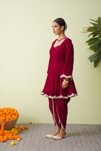 Autumn Ember Velvet Suit with Scalloped Tissue Dupatta