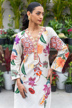 Ivory Printed Chanderi Silk Kurta Set