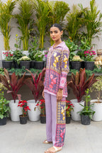 Lavender Printed & Color Blocking Coord Set