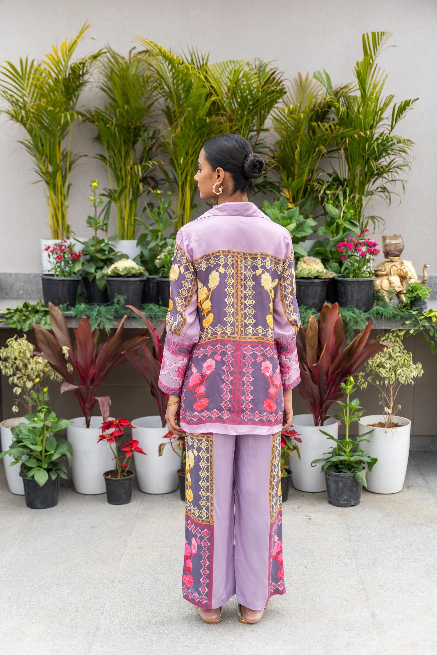 Lavender Printed & Color Blocking Coord Set