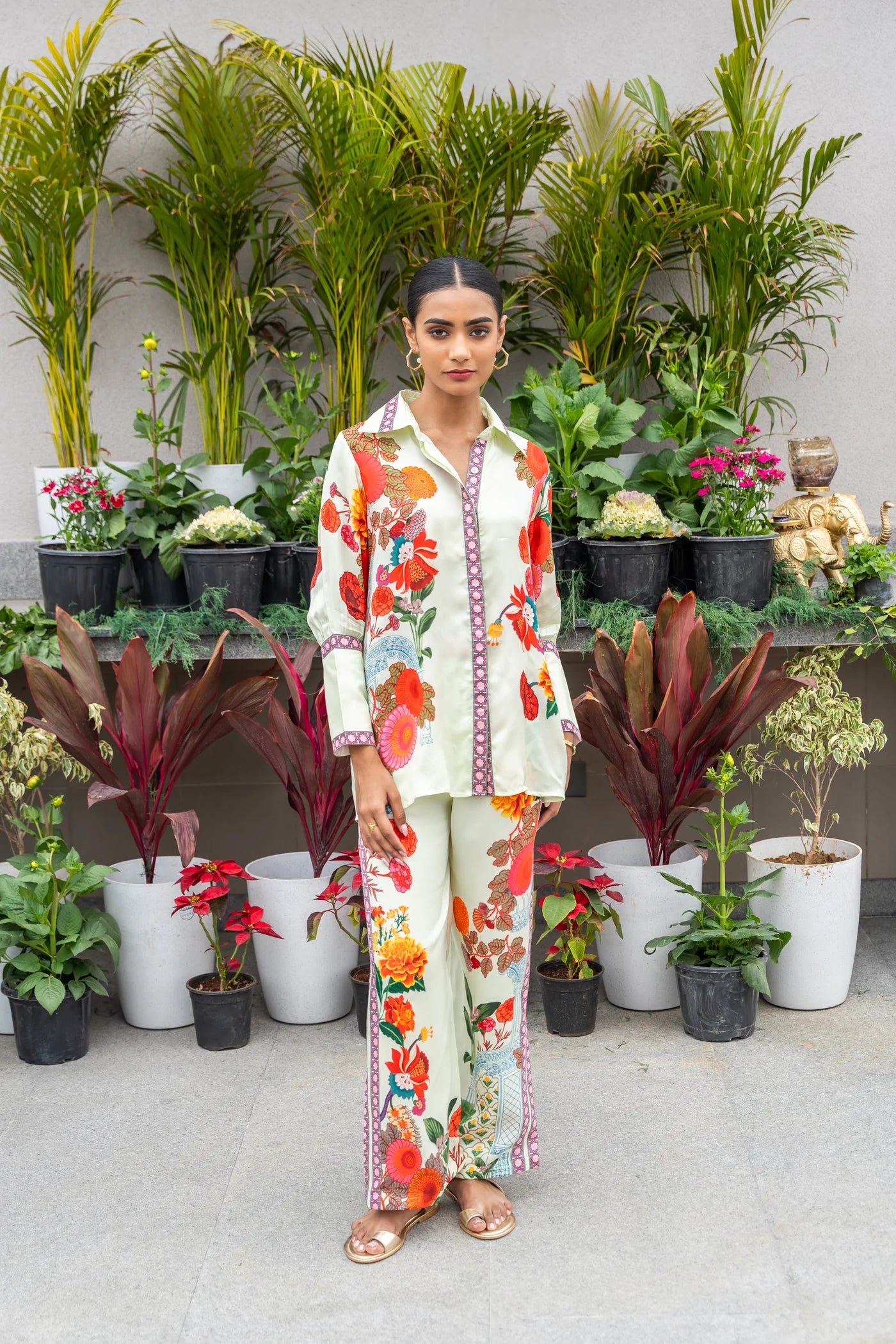 Light Sage Green Floral Printed Coord Set