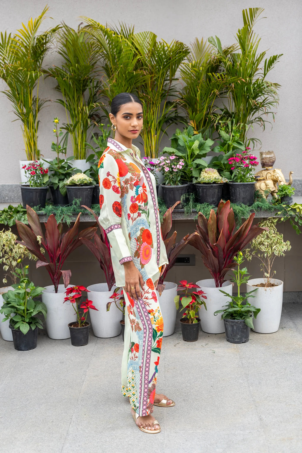 Light Sage Green Floral Printed Coord Set