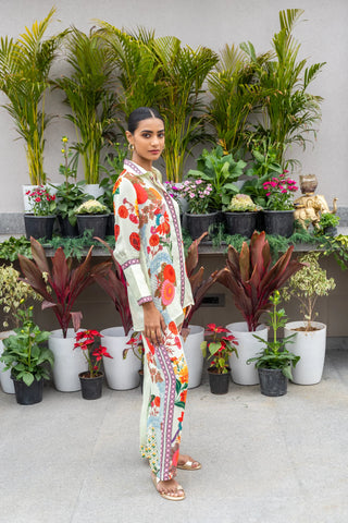 Light Sage Green Floral Printed Coord Set