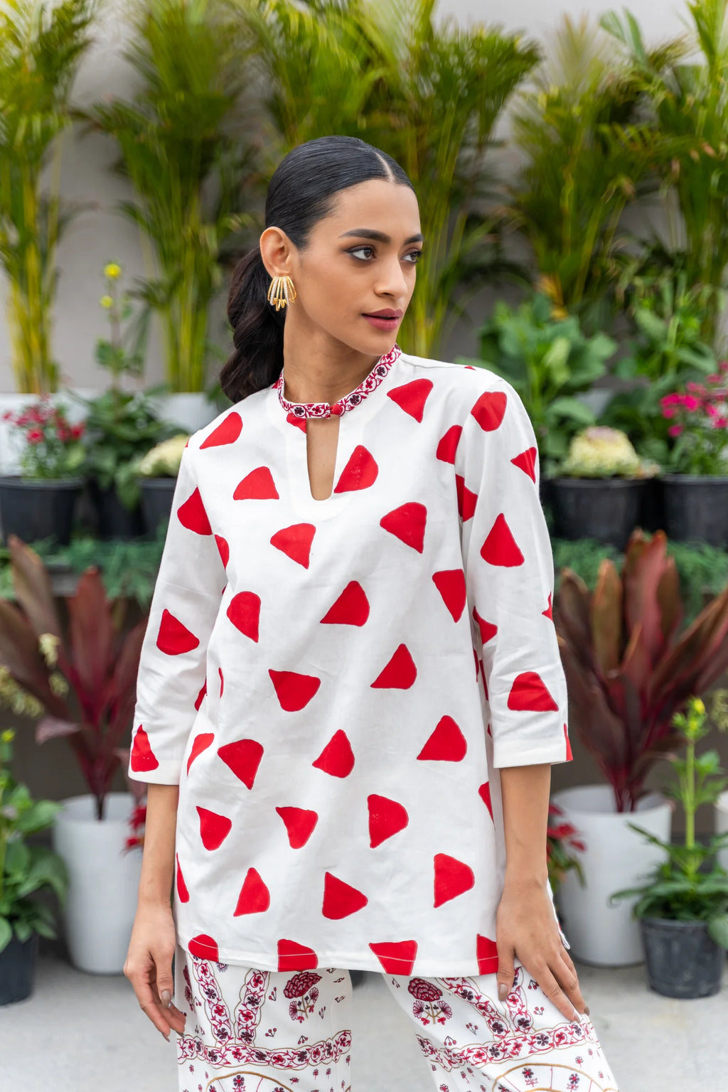 Beige & Red Breeze Coord Set