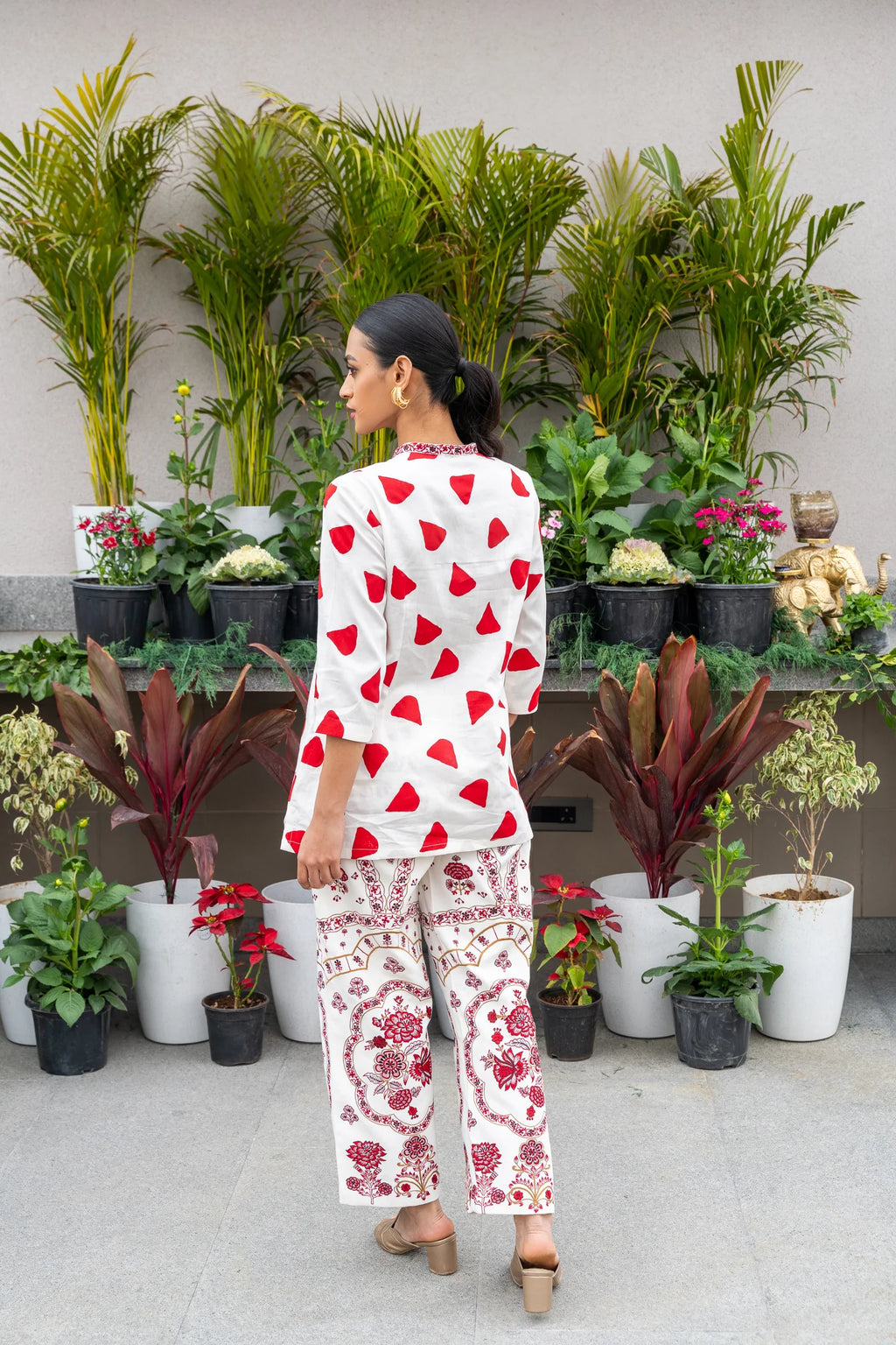 Beige & Red Breeze Coord Set