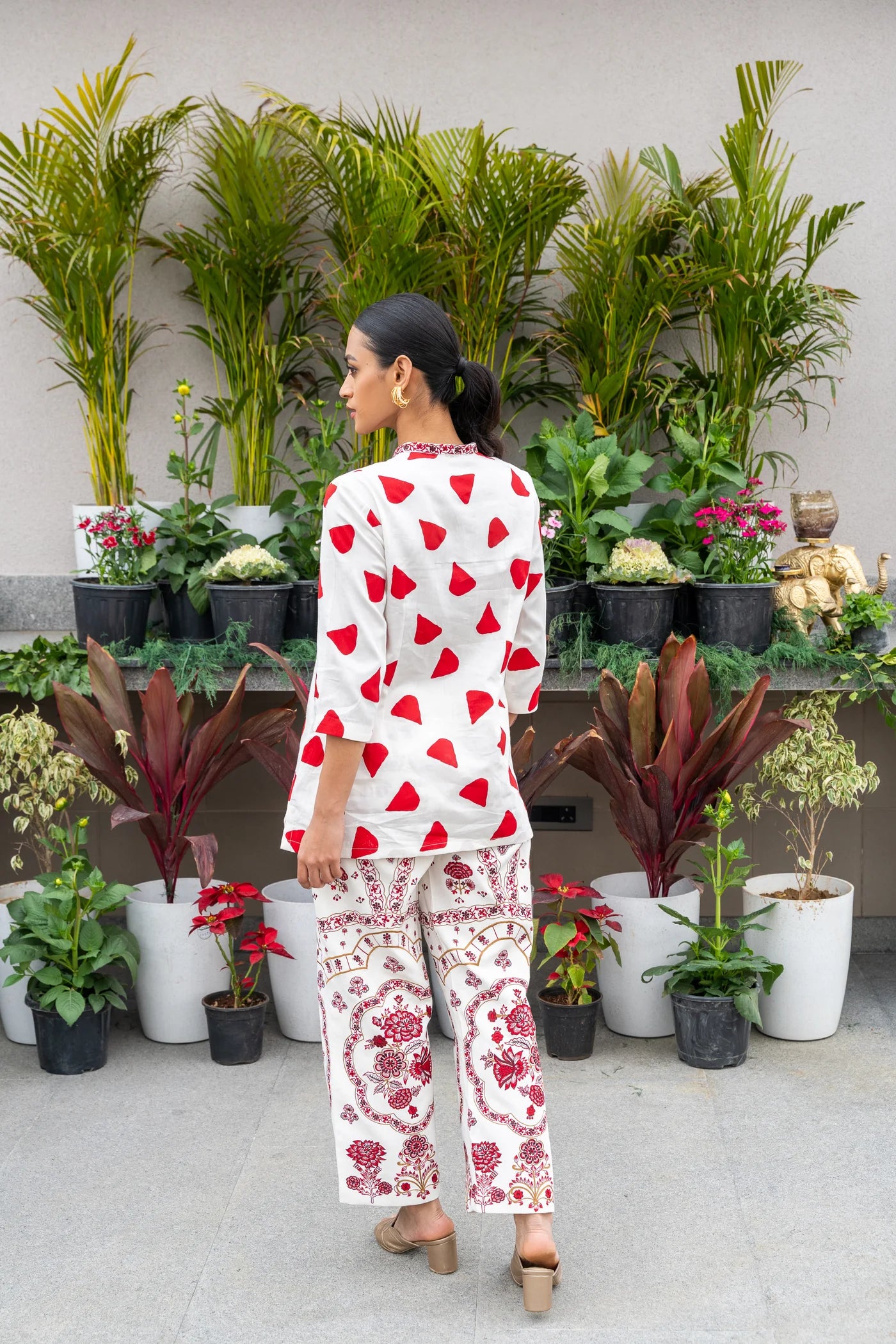 Beige & Red Breeze Coord Set