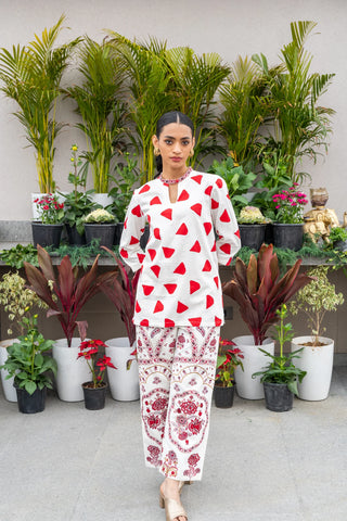 Beige & Red Breeze Coord Set